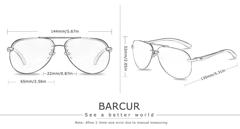 BARCUR 6143 Original – Lunettes de Soleil Rondes Polarisées UV400 Unisex