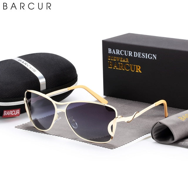 BARCUR 8014 Original – Lunettes de Soleil Oversize Papillon Polarisées UV400 pour Femme